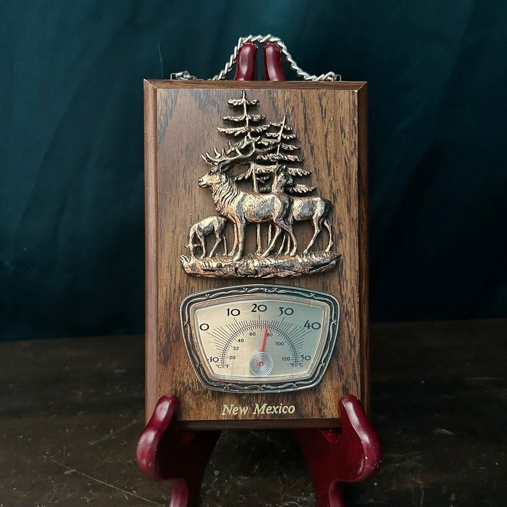 Vintage New Mexico Stag Deers Wall Hanging Thermometer